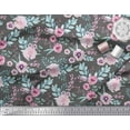 thumbnail image 3 of Soimoi Grey Rayon Fabric Anemone & Pink Flower Floral Fabric Prints By Yard 42 Inch Wide, 3 of 3