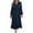 Navy, variant on Efsteb 2025 Dresses for Women Trendy Fall Solid Color Long Sleeve Dress Lace V-Neck Cinched Waist Pleated Maxi Dress (Light Blue,S)