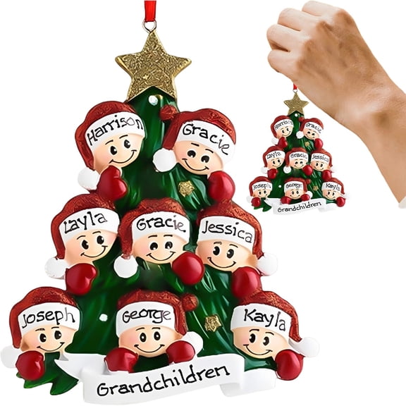 Family of 8 Ornament Personalized Family Christmas Ornaments, Custom Family Christmas Hanging Ornament, Resin Christmas Tree Decoration, Ribbon For Name Writing, Holiday Tree Family Keepsake