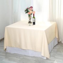 Efavormart 90" BEIGE Wholesale Linens Polyester Square Linen Tablecloth for Kitchen Dining Catering Wedding Birthday Party Events