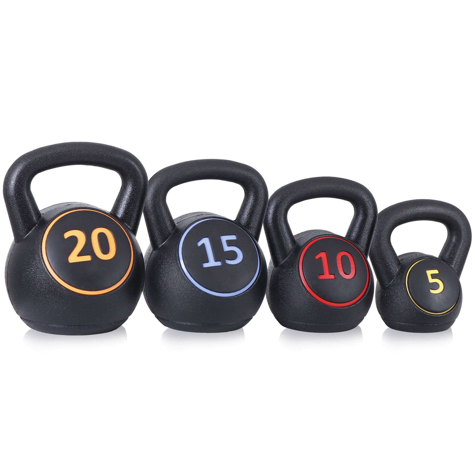 ZENY 4-Piece Kettlebell Exercise Fitness Weight Set with Storage Rack, 5lb, 10lb, 15lb, 20lb for Full Body Workout & Exercise Fitness