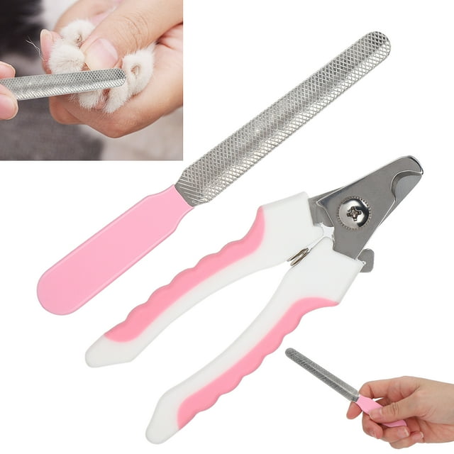 Pets Nail Clippers, Fixed Lock Design One-Touch Lock Design Pet Nail Clipper with Nail File Pet Nail Cleaning Kit with Humanized Blade for Pet for Cut Nails