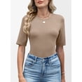 thumbnail image 4 of ANRABESS Womens Half Sleeve Tops Crewneck Shirts Basic Fit Tee Trendy 2026 Spring Summer Business Casual T-Shirts Light Khaki S, 4 of 7
