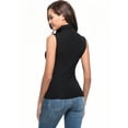 thumbnail image 2 of 2 Pack Women's Sleeveless Turtleneck Tank Top - Slim Fit Stretchy Basic Layer Shirt (Black & Tan), 2 of 5