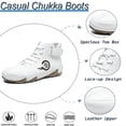 thumbnail image 2 of Men's Outdoor Casual Chukka Boots Handmade Leather Upper Waterproof Sneakers Lightweight for Hiking Wear-resistant Shoes White 6 US, 2 of 7