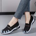 thumbnail image 5 of Gpaecead Women's Knit Mesh Walking Shoes Soft Sole Breathable Non Slip Comfortable Slip On Flats For Summer Daily Black, 5 of 8