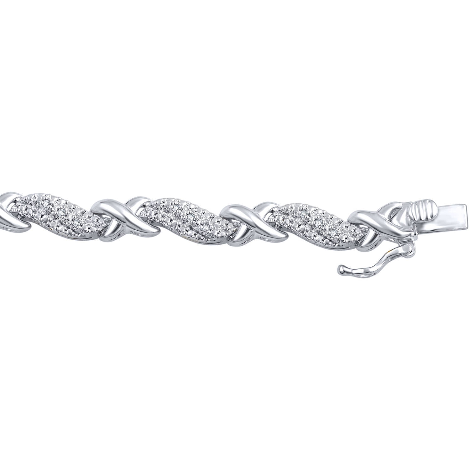 1/4 Carat T.W. Round Diamond Rhodium-Tone Fashion Bracelet, 7.5"