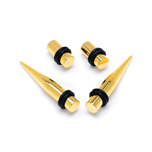 Body Candy Unisex 4Pc PVD Steel 2G Ear Gauges Stretching Kit Tapers Straight Plug Set 6mm