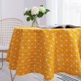 thumbnail image 3 of Round Tablecloth 150cm Cotton and Linen Fabric Twill Tablecloth Simple Nordic Style Fresh Durable Reusable Wrinkle-Resistant Decoration for Kitchen Dining Table (Yellow, Diameter 150cm), 3 of 5