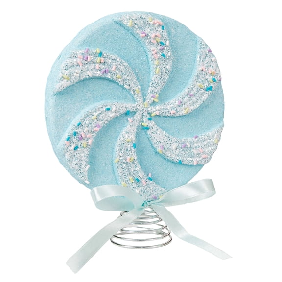 Christmas Tree Topper Pastel Blue Lollipop Sprinkle Design 1 Piece Whimsical Christmas Decor for Holiday and Sweet Themed Party Displays