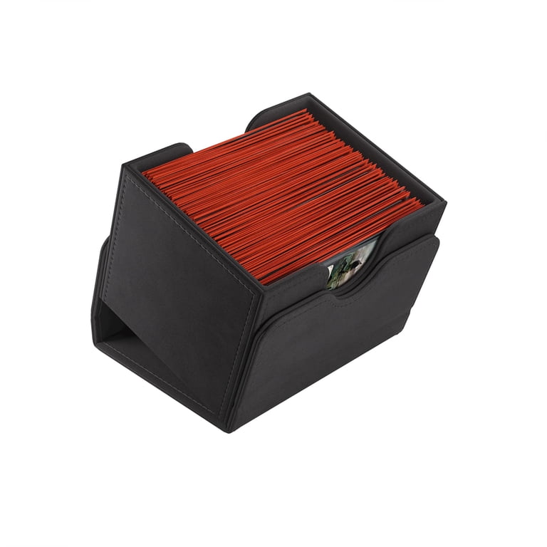 deck box 100 double sleeved cards ZLCA MTG with Commander Window Display, Commander Deck Box Holds Double-Sleeved Suitable for Magic the Gathering/TCG/CCG/PTCG/EDH/Sport Cards (Black) : Toys & Games standard size Incl MTG Deck Box for Commander