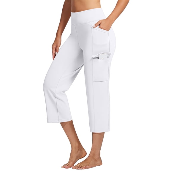 Women's Yoga Pants Workout Leggings Flare Casual Lounge Pants with Pockets High Waist and Tummy Control, M