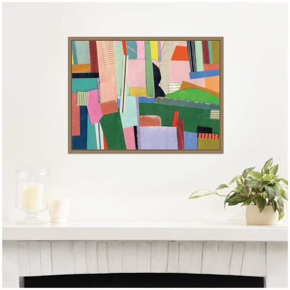 Kate and Laurel Framed Canvas Wall Art Print Maximalist 28x28 FC by Felicia Dadak, 24 x 18 Sylvie Dark Gold Frame, Modern Contemporary, Abstract Art for Wall Decor