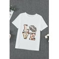 thumbnail image 1 of ABPHQTO Camiseta blanca de San Valentín con estampado de letras de dibujos animados y cuello redondo para mujer, 1 of 5
