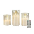 thumbnail image 3 of Stonebriar LED Pillar Candles in Clear Glass Hurricanes — Remote & Timer, Real Wax Flameless Candles for Home Décor, Pack of 3, Assorted Sizes, 3 of 6