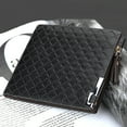 thumbnail image 3 of Funie Men\'s Short Faux Leather Tartan Pattern Zipper Wallet Card Money Clutch Billfold, 3 of 8