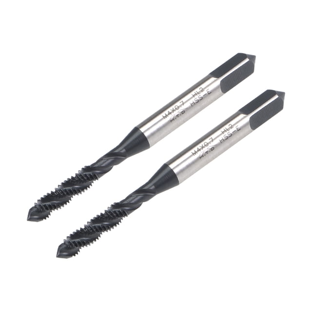 Unique Bargains Robinet à Flûte en Spirale M4 x 0.7, Robinet de Machine Métrique Enduit de Nitridation HSS, Tige Ronde avec Extrémité Carrée, 2 Pcs