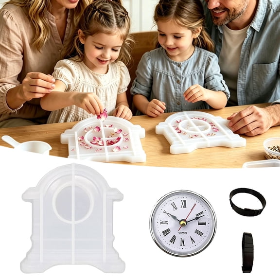 Resin Clock Molds, Table Clock Mold for Resin, Mantel Silicone Molds Kit for Epoxy Resins Casting, DIY Home Decor Christmas Gift