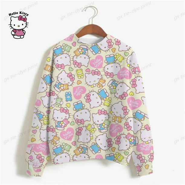 Sudadera con capucha HELLO KITTY para mujer estampado de Dibujos animados talla grande