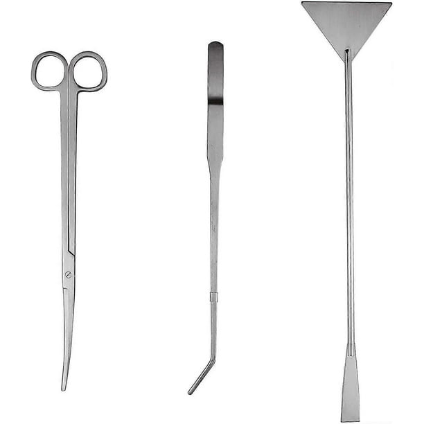 Kit 3 en 1 para paisajismo acuático de acuario, de acero inoxidable, para pecera, plantas acuáticas, pinzas, tijeras y espátula.