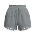 thumbnail image 7 of Sevevn Women's Summer Lace Trim Drawstring Shorts High Waist Ruffle Hem Casual Loose Shorts with Pockets Gray M, 7 of 7