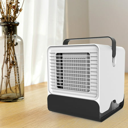 KKmoon Mini Portable Air Conditioner Fan USB Desktop Air Cooler Office Dormitory Cooling Mobile Fan with LED