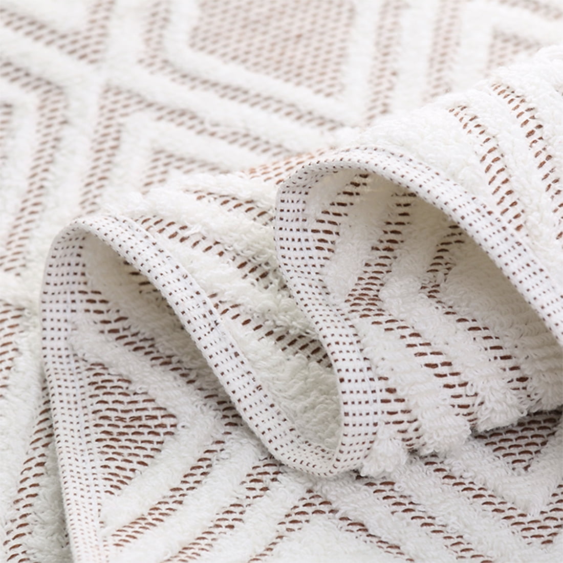 LQCrafK 100% Cotton Diamond Pattern Hand Towels for Bathroom Set of 4 (Beige Brown)