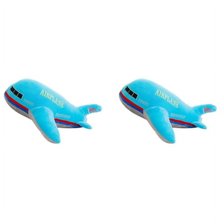 2X New 40cm Size Simulation Airplane Plush Toys Kids Sleeping Back Cushion Soft Aircraft Stuffed Pillow Dolls Blue