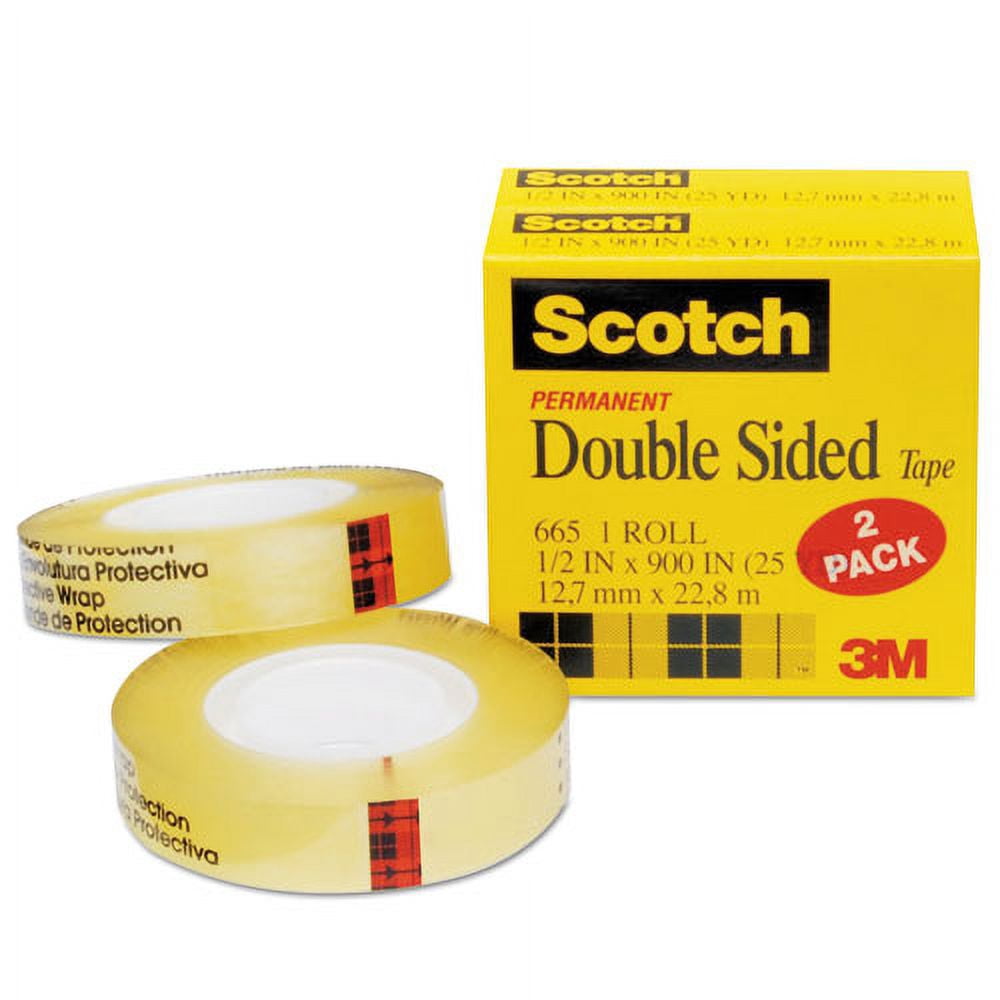 Double-Sided Tape, 1" Core, 0.5" X 75 Ft, Clear, 2/pack | Bundle of 5 Packs
