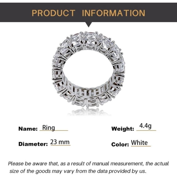14K Gold Double-Row Inlaid Moissanite Ring, Men's Hip-Hop Style Ring, A Dual Row Statement for Bold Personalities,Gifts for Dad