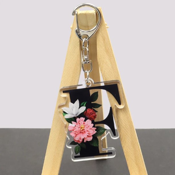 Llavero de acrílico con letra inicial en inglés, llavero con flor del alfabeto, accesorios para bolsos, joyería Unisex para adolescentes