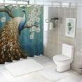 thumbnail image 7 of Fenyluxe Peacock White Flowers Tree Branch Pretty Shower Curtain Set with Hooks Washable Bathroom Decor 100% Polyester Fiber Various Sizes 36x72, 7 of 7