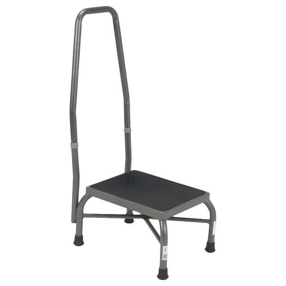 Drive Medical Heavy Duty Bariatric Footstool with Non Skid Rubber Platform and Handrail