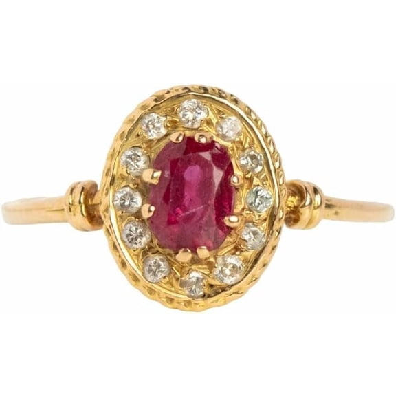 Ruby Gemstone Ring, AAA Natural Ruby & CZ Ring, July Birthstone, Halo Ring, Womens Ring, Gold Micron Plated Ring, 925 Sterling Silver, Dainty Ring, Gift For Her, Christmas Gift, Statement Ring