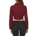 thumbnail image 4 of INSPIRE CHIC Women's Jean Jacket Frayed Button Up Washed Cropped Denim Jacket Burgundy XL, 4 of 8
