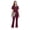 Burgundy, variant on Women's Medical Scrub Set - V-Neck Top with Pocket & Elastic Waist Flared Split Pants, Nursing Uniforms for Women