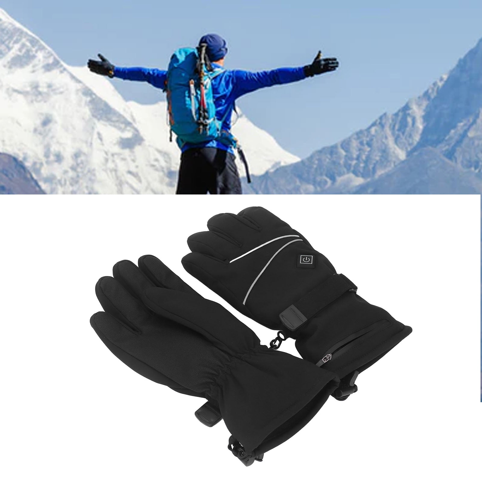 YAHHU Heated Gloves Skiing Snowboarding Electric Battery Heated Gloves with 3 Heating Levels for Men Women, Windproof Thermal Hand Warmer for Winter Outdoor Sports, Size M (13.0 inches / 33 cm)
