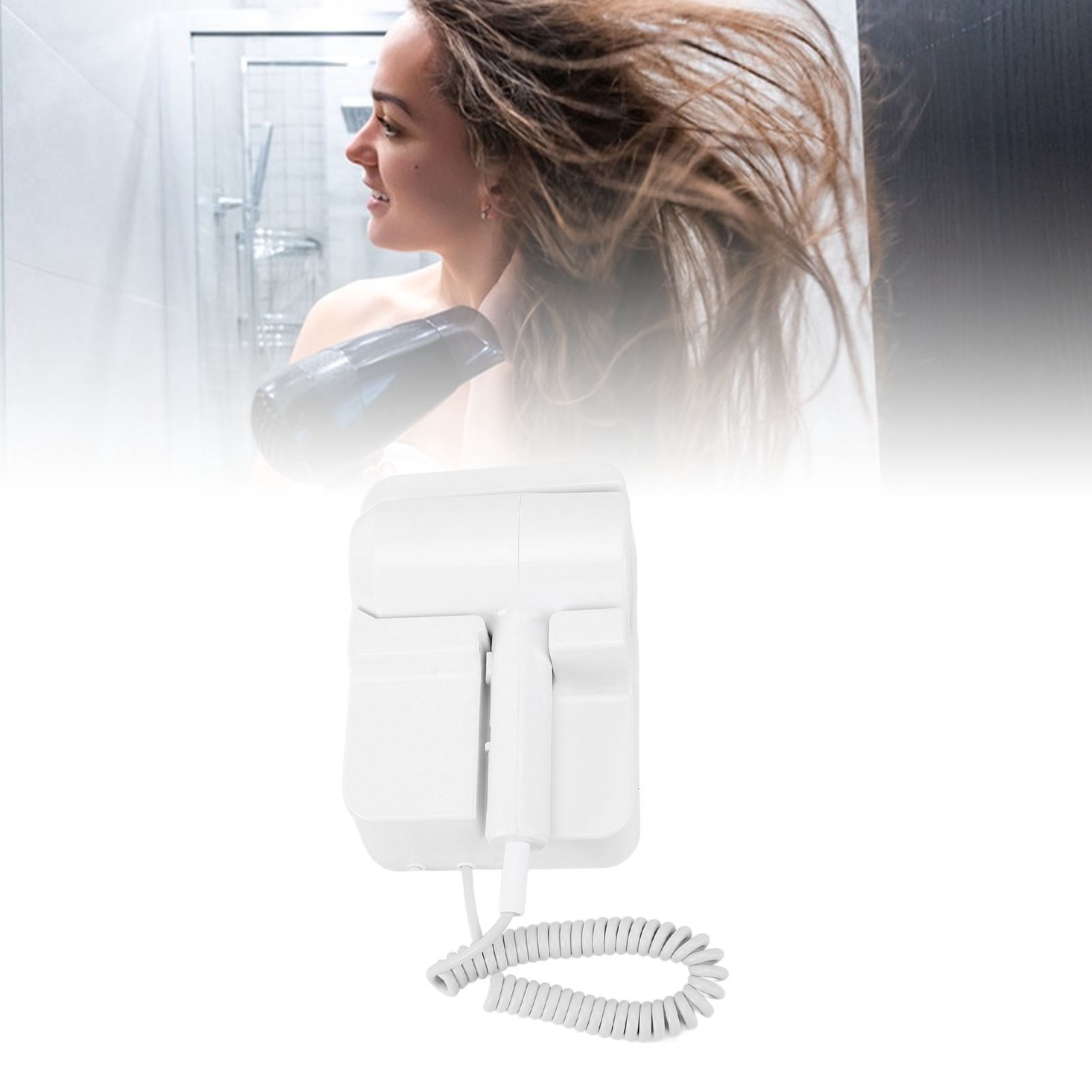 With 1300W Hair Dryer with Holder 2 Levels Temperature Wall Mount Hair Blow Dryer for Hotel Bathroom