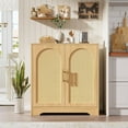thumbnail image 1 of Rattan Sideboard Buffet Cabinet, 30 Inch Modern Storage Cabinet with 4 Doors, Boho Accent Console Table & Coffee Bar for Living Room, Dining Room, Entryway, Natural, 1 of 7