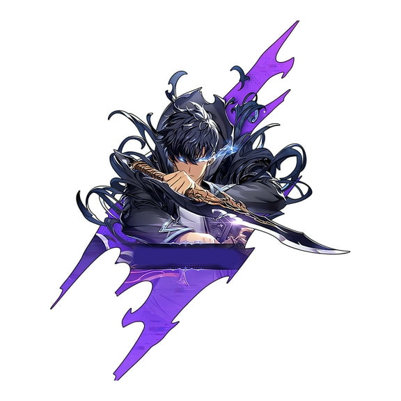 EARLFAMILY 5.1 Inch Sung Jin-Woo Anime Car Sticker Personalized Decal for Bumper Windshield Trunk Luggage Waterproof Decoration