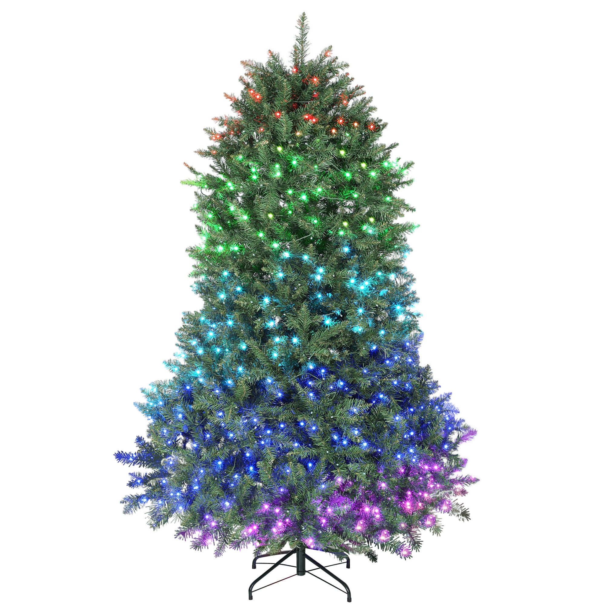 Astoutdoor 6 ft Prelit Christmas Tree with Full-Spectrum LEDs, 448 Lights, 1602 Tips, Steel Frame, Green