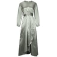 thumbnail image 2 of Women's Casual Solid Muslim Dress Crewneck Satin Wrapped Dress Dresses Long Sleeve Muslim Robe Plus Size Soft Robe Longue, 2 of 7