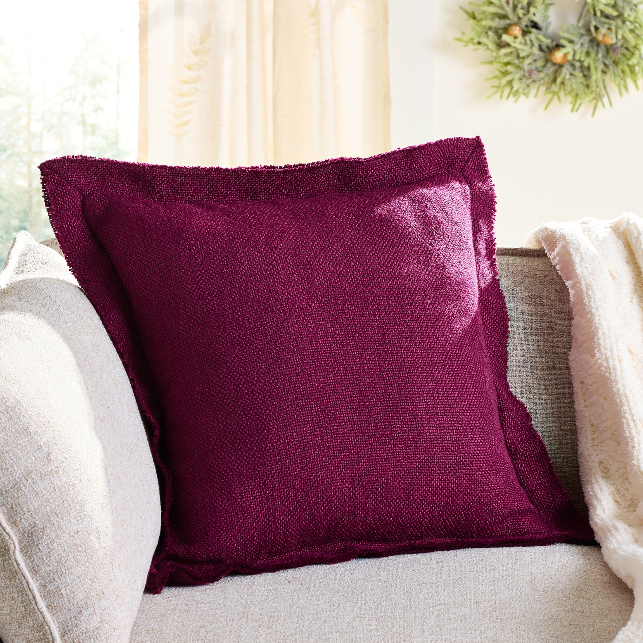 Better Homes & Gardens 20" x 20" Luscious Merlot Bi-Flange Polyester Decorative Pillow