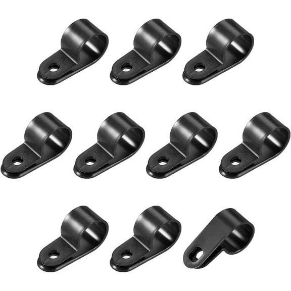 R-type Cable Clips Wire Management Clamp, [for Keeping Wire Neat ] - Nylon / 0.62-inch / Black / 50 Pcs