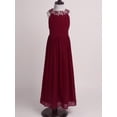 thumbnail image 6 of iEFiEL Girls Rhinestone Accent Wedding Bridesmaid Pageant Birthday Party Dress Burgundy 8, 6 of 7