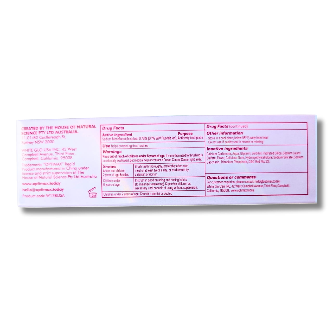 Optimax Cotton Candy Flavored Anticavity Toothpaste, Pack of 2, 2.8 oz Each