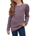 thumbnail image 4 of KAUOD Girls Long Sleeve Shirts Tops Plain Crew Neck Soft Blouse Teen Kids Cute Comfy Casual Tops Clothes Pullover Tops, 4 of 9