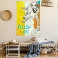 thumbnail image 2 of Yellow Decor Tapestry, Sitting Dog Sketch Illustration on Striped Background Aged Effect Print, Wall Hanging for Bedroom Living Room Dorm Decor, 40W X 60L Inches, Yellow Beige Blue, by Ambesonne, 2 of 5