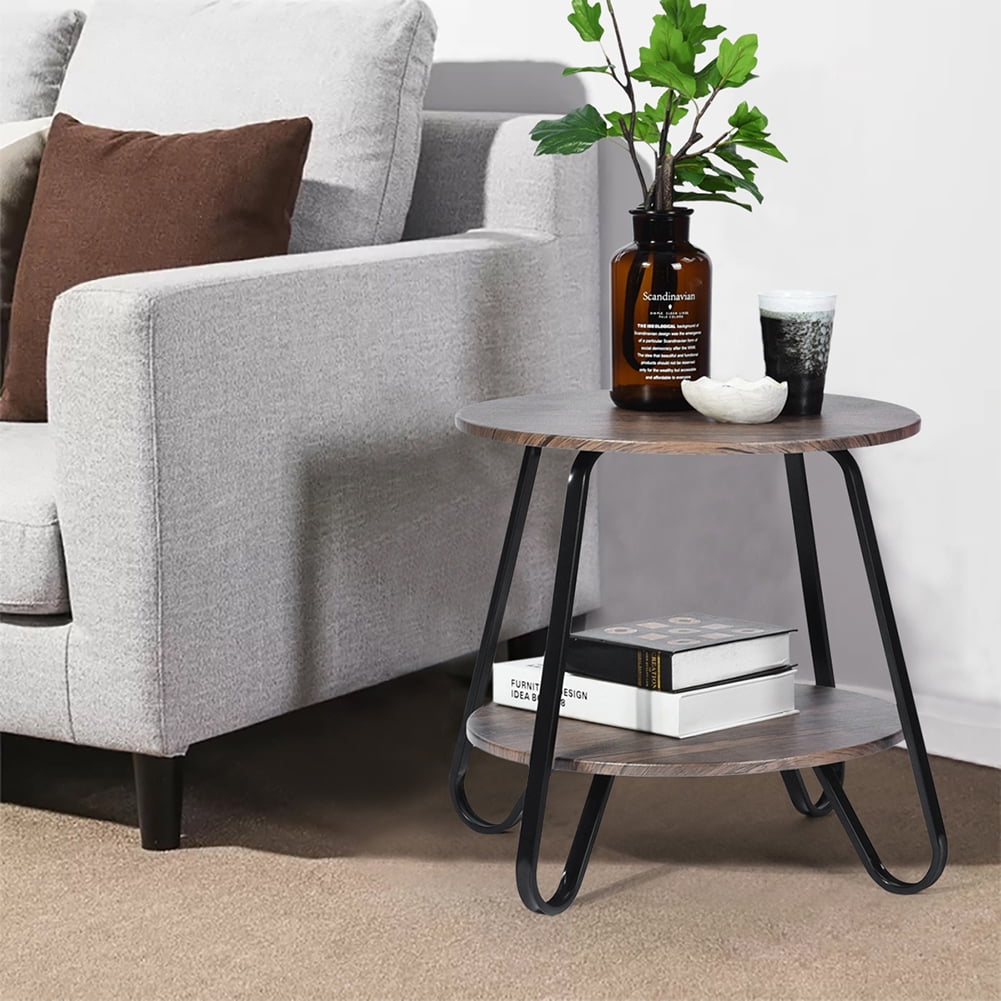 Kepooman Double Tier End Table, Side Table, Round Nightstand for Living Room & Bedroom Kepooman Double Tier End Table, Side Table, Round Nightstand for Living Room & Bedroom