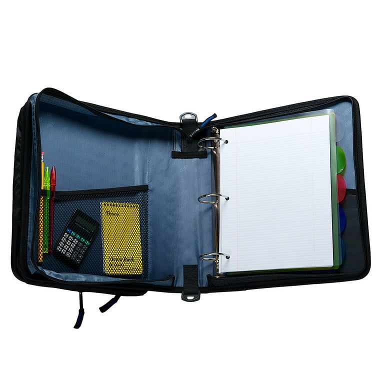 Case It 1.5 D-Ring Zipper Binder with Removable Tablet Pouch, Black,  LT-207 